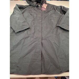 Ava & Viv Womens 3X Black Water Resistant Hooded Rain Jacket Coat Plus Size New